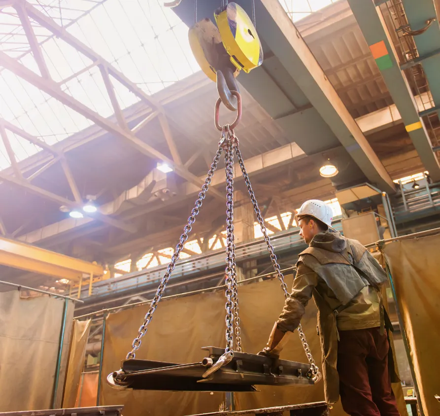 Overhead crane system in an industrial bay